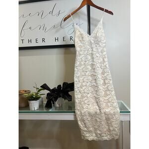 Off-White Lace Bodycon Dress | Fashion Nova | Size Small